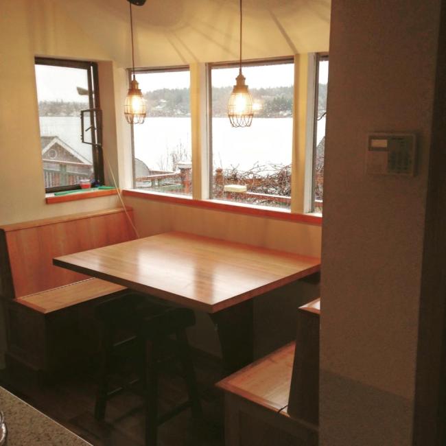 Port Orchard Kitchen Remodel with Custom Eucalyptus Wood Cabinets and Tile Backsplash