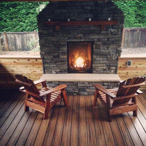 Deck Addition with Roof, Fireplace, and Outdoor Kitchen